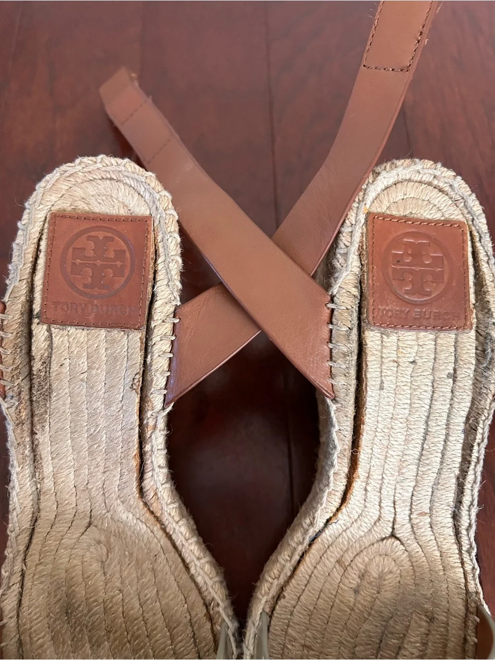 Tory Burch Bima 2 Brown and Silver pattern Espadrilles Wedge Sandals Size: 7.5 M